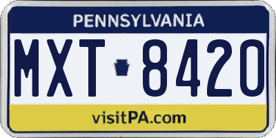 PA license plate MXT8420