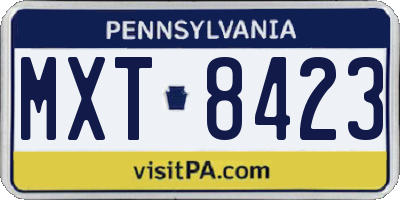PA license plate MXT8423