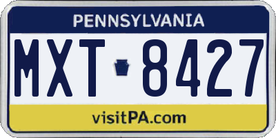 PA license plate MXT8427