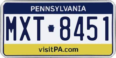 PA license plate MXT8451