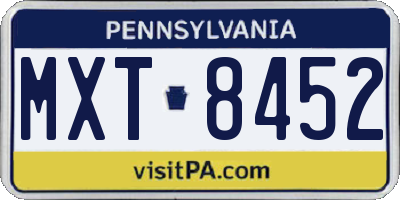 PA license plate MXT8452
