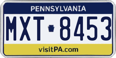 PA license plate MXT8453