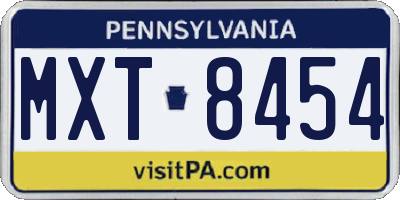 PA license plate MXT8454
