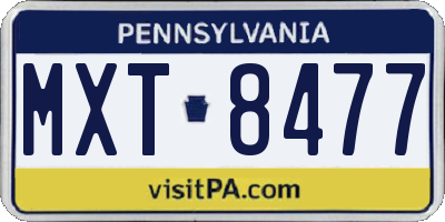 PA license plate MXT8477