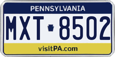 PA license plate MXT8502