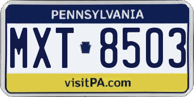 PA license plate MXT8503