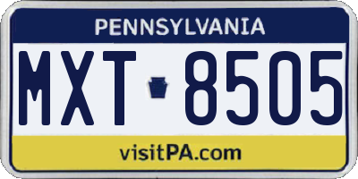 PA license plate MXT8505