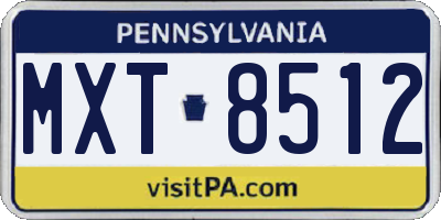 PA license plate MXT8512