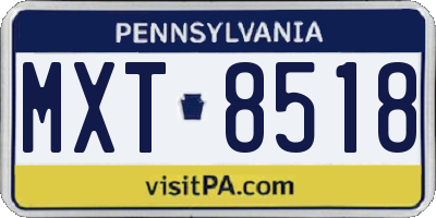 PA license plate MXT8518