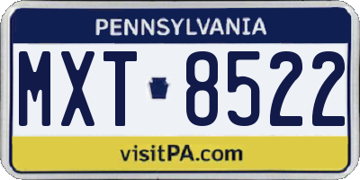 PA license plate MXT8522