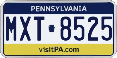 PA license plate MXT8525