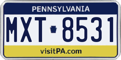 PA license plate MXT8531