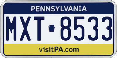 PA license plate MXT8533