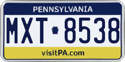 PA license plate MXT8538