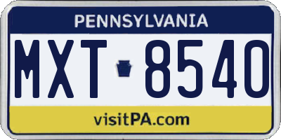 PA license plate MXT8540