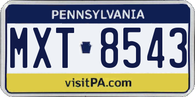 PA license plate MXT8543