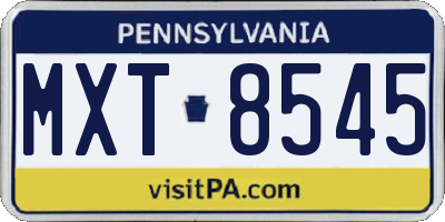 PA license plate MXT8545
