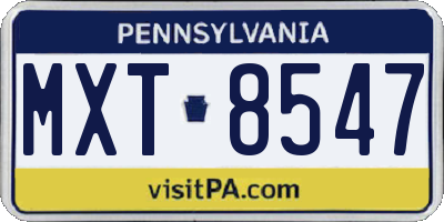 PA license plate MXT8547