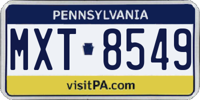 PA license plate MXT8549