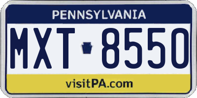 PA license plate MXT8550