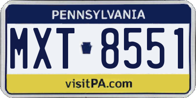 PA license plate MXT8551