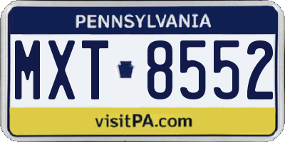 PA license plate MXT8552