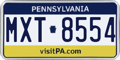 PA license plate MXT8554