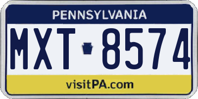 PA license plate MXT8574