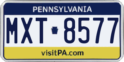 PA license plate MXT8577
