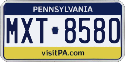 PA license plate MXT8580