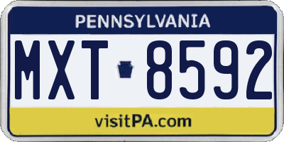 PA license plate MXT8592