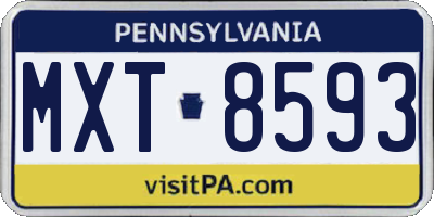 PA license plate MXT8593
