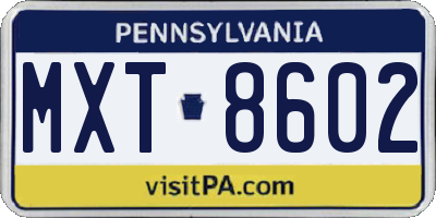 PA license plate MXT8602