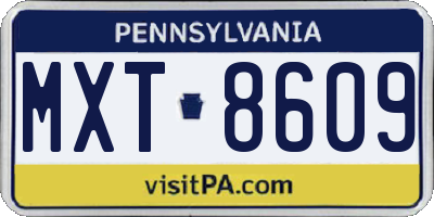 PA license plate MXT8609