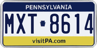 PA license plate MXT8614