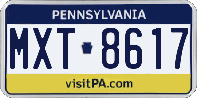 PA license plate MXT8617