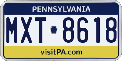 PA license plate MXT8618