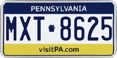 PA license plate MXT8625