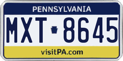 PA license plate MXT8645