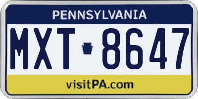 PA license plate MXT8647