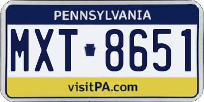 PA license plate MXT8651