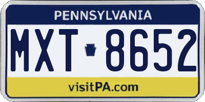 PA license plate MXT8652