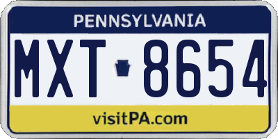 PA license plate MXT8654