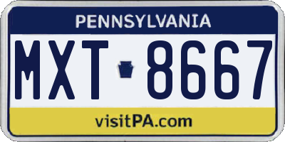 PA license plate MXT8667
