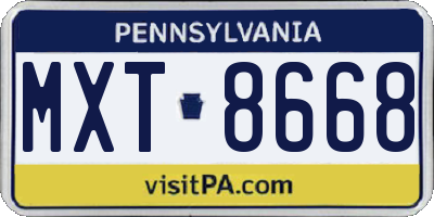 PA license plate MXT8668