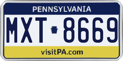 PA license plate MXT8669