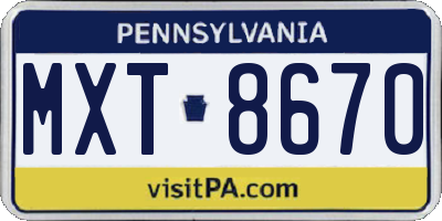 PA license plate MXT8670