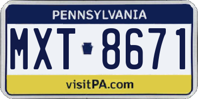 PA license plate MXT8671