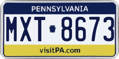 PA license plate MXT8673
