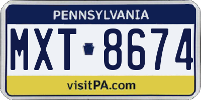 PA license plate MXT8674